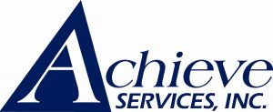 Achieve Services, Inc. logo with a blue triangular design and bold lettering, representing financial services and refinancing options.