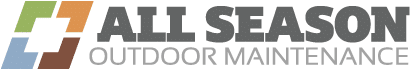 All Season Outdoor Maintenance logo featuring colorful squares and bold text, emphasizing outdoor maintenance services.