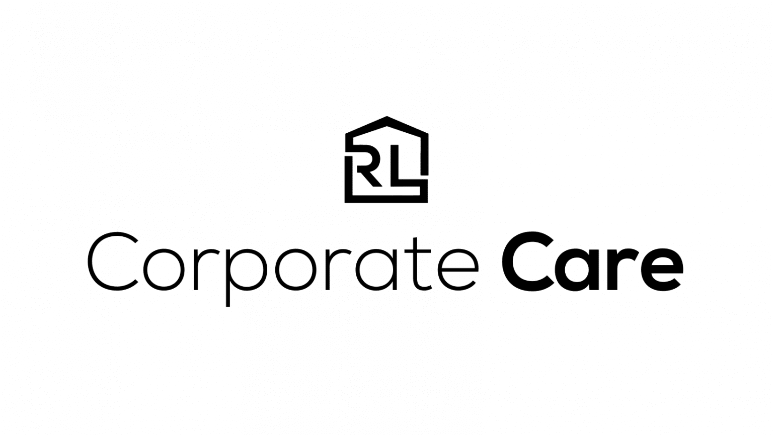 Corporate Care logo featuring stylized letters "RL" inside a house outline, emphasizing professional services in corporate care.