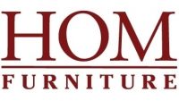 HOM Furniture logo, representing home furnishings and decor, relevant to mortgage refinancing and rate alerts.