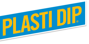 Plasti Dip logo featuring bold yellow text on a blue background, relevant to home improvement and DIY projects.