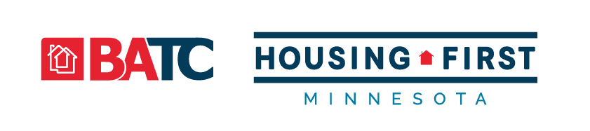BATC Housing First Minnesota logo featuring a house icon and text emphasizing housing initiatives in Minnesota.