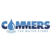Commers logo featuring a water droplet and text "THE WATER STORE," relevant to water-related services.