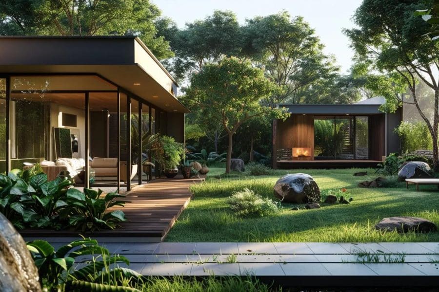 house with nature backyard