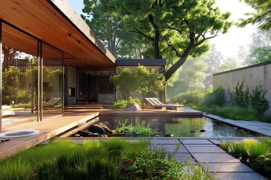 house with nature backyard